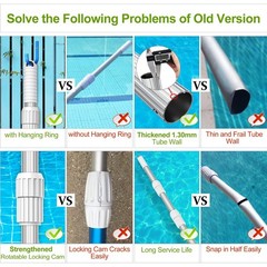 16.5ft Telescopic Pool Cleaning Pole – Adjustable Heavy Duty Aluminum Skimmer Ra