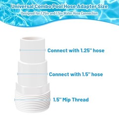 Pool Hose Adapter of 1-1/4&Prime; to 1-1/2&Prime; with Plumbers 2-pack with accessories