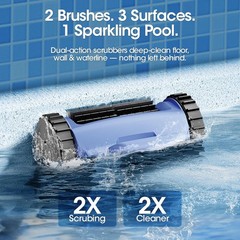 Cordless Robotic Pool Vacuum with Smarter Navigation 150Min Runtime Blue