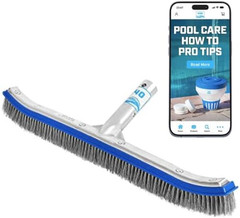 Heavy Duty Pool Brush – 18-Inch Extra-Wide Metal Brush Head with Stainless Steel