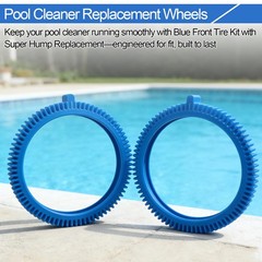 Front Tire Kit with Replacement Tires for Pool Cleaners 2 Pcs Blue