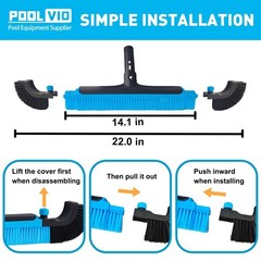 22&Prime; Extra-Wide Heavy-Duty Pool Brush with Detachable Corner Brush & Nylon Bristl