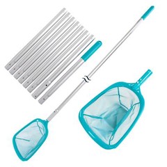 11.5 Ft Swimming Pool Leaf Skimmer Net, Telescopic Aluminum Pole, 6&Prime; Fine Mesh