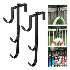 2Pcs Pool Pole Hangers – Adjustable Heavy Duty Hooks for Skimmers, Rakes – Black