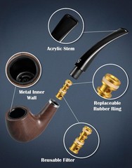 Joyoldelf Tobacco Pipe Set, Short Handle Curved Smoking with brown
