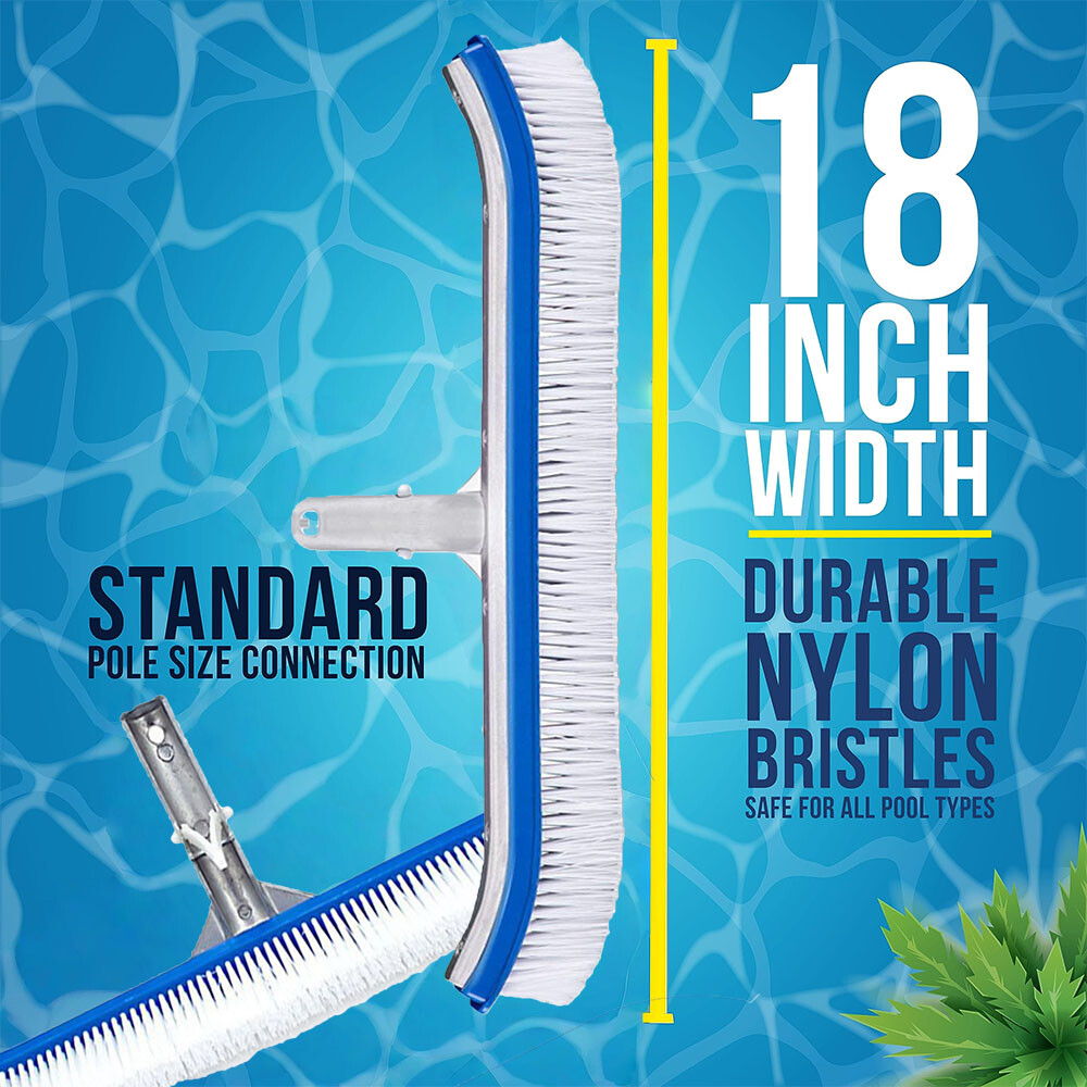 Aluminum-Backed Pool Brush – Corrosion-Resistant, Fits Standard 18&Prime; Poles