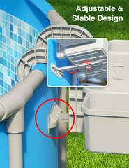 Poolside Storage Basket with 2 Cup Holders, Stretchable above Ground Pool Access