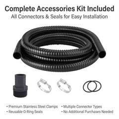 Corrugated Pond Tubing – Flexible, Kinkproof, 1-1/2 Inch 10 Feet – Black