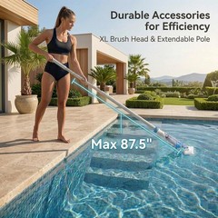 Pool Vacuum Rechargeable 18.5 GPM Suction, 13.4&Prime; Head, 60-Min Runtime