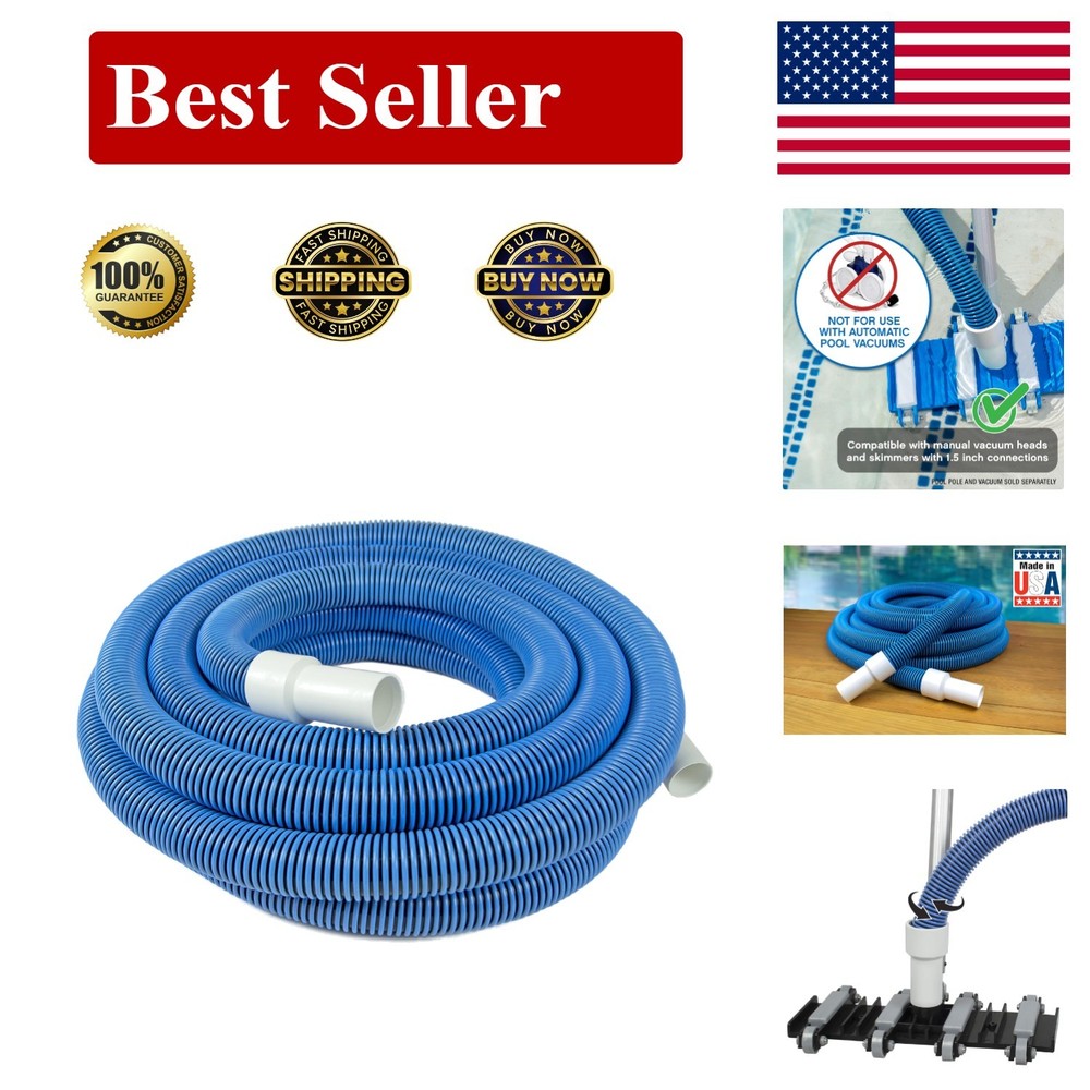 40 Ft Kink-Free Manual Pool Vacuum Hose for Inground & Above Ground Pools