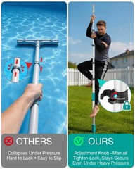Pool Pole Telescopic 16FT Heavy Duty Aluminum, Adjustable Clasp Lock, Extensi…