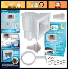 Wide Mouth Thru-Wall Above Ground Pool Skimmer Kit – Universal Set, ABS, Leaf Ba