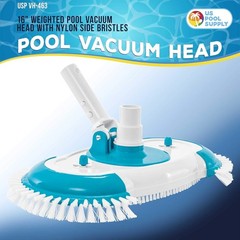 Weighted Pool Vacuum Head 16&Prime; Nylon Side Bristles Swivel Hose Fits 1-1/4&Prime; 1-1/2&Prime;