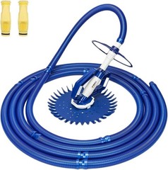 Blue Automatic Pool Vacuum Cleaner Suction Powered, Includes 10 Hoses & Spare…