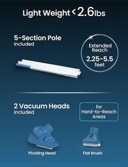 Lightweight Portable Pool Vacuum with 60-Minute Runtime for Easy Spot Cleaning
