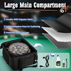 Durable Pool Ball Cleaner Storage Bag, Padded Carry Case for Billiard Accessorie