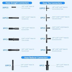 Silicone Vacuum Hose Kit – 6PCS 5FT Vacuum Line (1/8&Prime; 5/32&Prime; 3/16&Prime; 1/4&Prime; Black