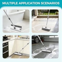 Floor Scrub Brush, 3 in 1 Floor Scrub Brush with 54-in Adjustable Grey White