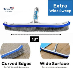 Pool Brush Head, 18&Prime; Heavy Duty for Cleaning Walls & Floors, Stainless Steel Bri