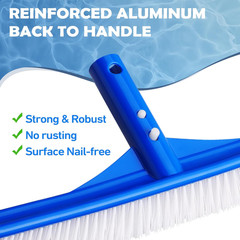 Pool Brush – 17&Prime; Pool Brush Head for Cleaning Pool Walls, Curved Ends High-Effic