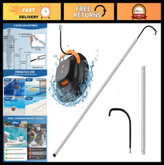 Adjustable 68&Prime; Pool Retrieval Hook & Aluminum Pole for Robotic Cleaners, Skimmer