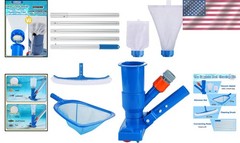 Complete 3-in-1 Pool Cleaning Solution for Above Ground Pools with 6.2ft Pole