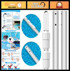 16.5ft Telescopic Pool Cleaning Pole – Adjustable Heavy Duty Aluminum Skimmer Ra