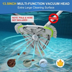 Weighted Triangular Pool Vacuum Head with Side Brushes, 13.5&Prime; Manual Pool Cle…