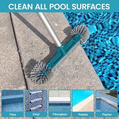 20” Pool Brush Head with Round Ends, Nylon Bristles, Extra Wide Plastic Pool …