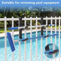 Pool Pole Hanger Fence Hook – 2pcs Adjustable Double Pool Hooks for Deck Stee…