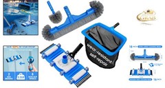 3-in-1 Pool Cleaning Kit with Brush, Vacuum, Net for Above Ground & In-ground…