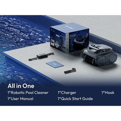 Bublue Bubot 700 Robotic Cordless Pool Vacuum w/Superior Suction, Gray