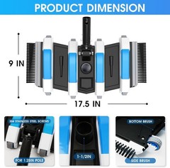 Enhanced Pool Vacuum Head with Direction-Control Handle – 17.5in Extra-Wide 4…