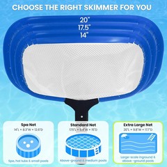 Poolvio 20&Prime; Pool Net Skimmer – Heavy Duty Leaf Net with Aluminum Frame with Diam
