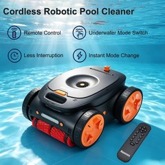 Cordless Robotic Pool Cleaner Remote Control 4WD Smart Nav Floor Wall Waterline
