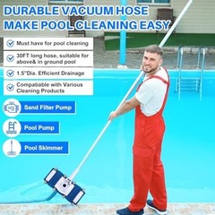 Complete 3-Piece Pool Cleaning Kit with Vacuum Head, Hoses & Skim Plate