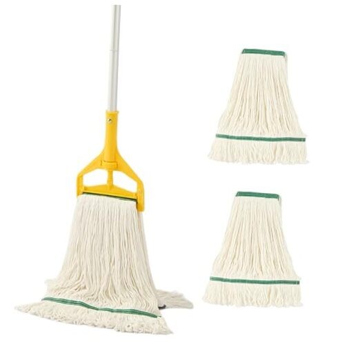 Heavy Duty Industrial Mop with Long Handle – 59&Prime; Looped-End String