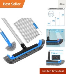 2 in 1 Multifunctional Pool Brush with 10 FT Poles – 17.5 » Heavy Duty Swimmi…