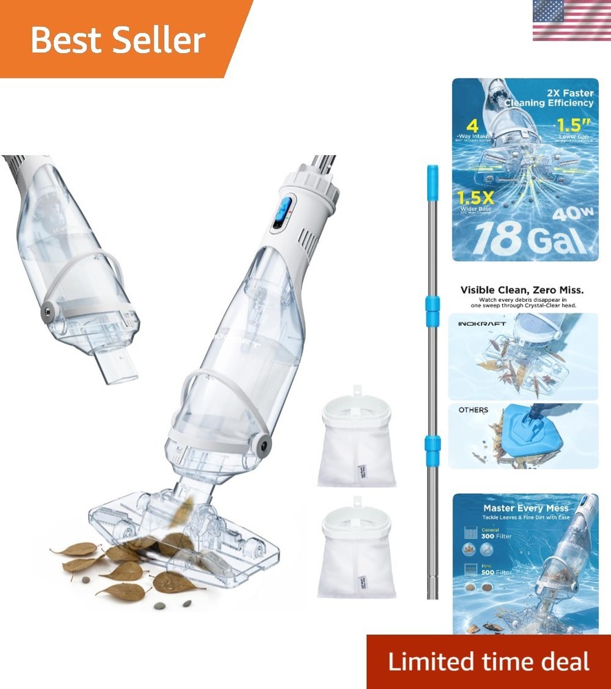 Effortless Above Ground Pool Cleaner with 18.5 GPM Suction & Lightweight Design
