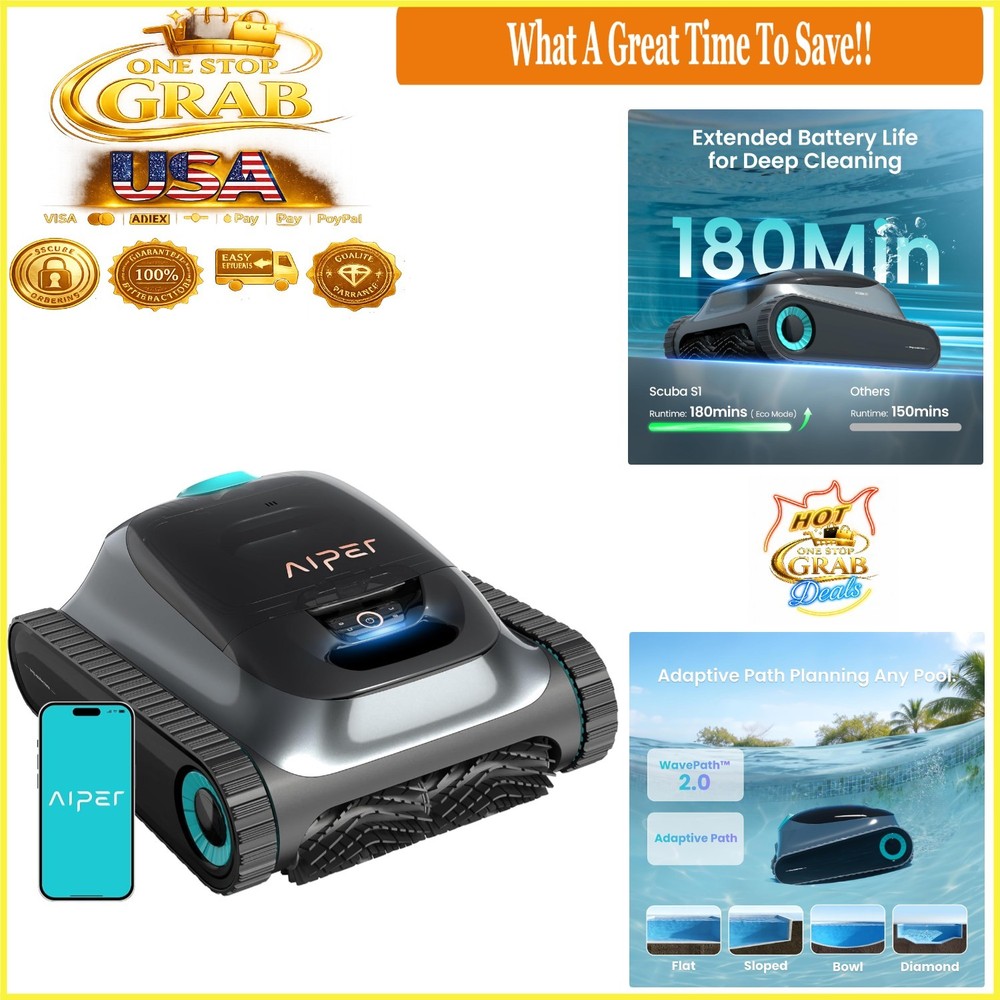 Scuba S1 Robotic Pool Cleaner Waterline Wall Dual Filtration App Control