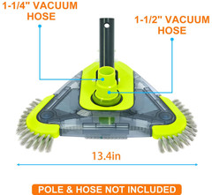 Cabezal Aspirador Piscina con Cepillos Laterales y Adaptador Giratorio, Nuevo