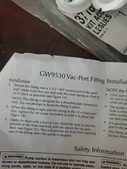 Pentair GW9530 Vac Port Snap-Lock Wall Fitting for Pool or Spa Cleaner + extra