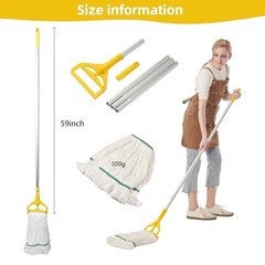 Heavy Duty Industrial Mop with Long Handle – 59&Prime; Looped-End String
