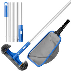 Kit Limpieza Piscina Red Skimmer Malla Fina Cepillo 12&Prime; y Poste 70.5&Prime;, Nuevo