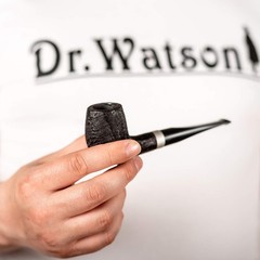 Dr. Watson – Briar Tobacco Pipe, Handcrafted, classic Billiard shape, Black