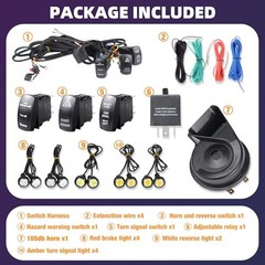 UTV Turn Signal Kit with Horn, ATV UTV Street Legal Kit, Pre-Wired, Plug and