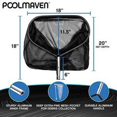 Poolmaven Performance Series Deluxe Heavy-Weight Aluminum Pool Leaf Rake Deep