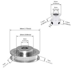 2PCS Set GT2 Synchronous Wheel 20&60 Teeth 8mm Bore Aluminum 20-60T-8B-6