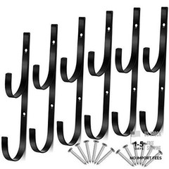 6 Pieces Pool Pole Hook Hanger Swimming Metal Brackets Pool Hook with 12 Black
