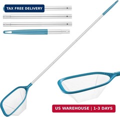 Professional Pool Skimmer Net 57 inch with 4 Aluminum Poles – Fine Mesh for Fast